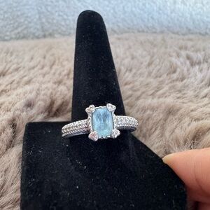 Rare Judith Ripka Light Blue Topaz GemstoneSterling Silver 925 Ring Vintage